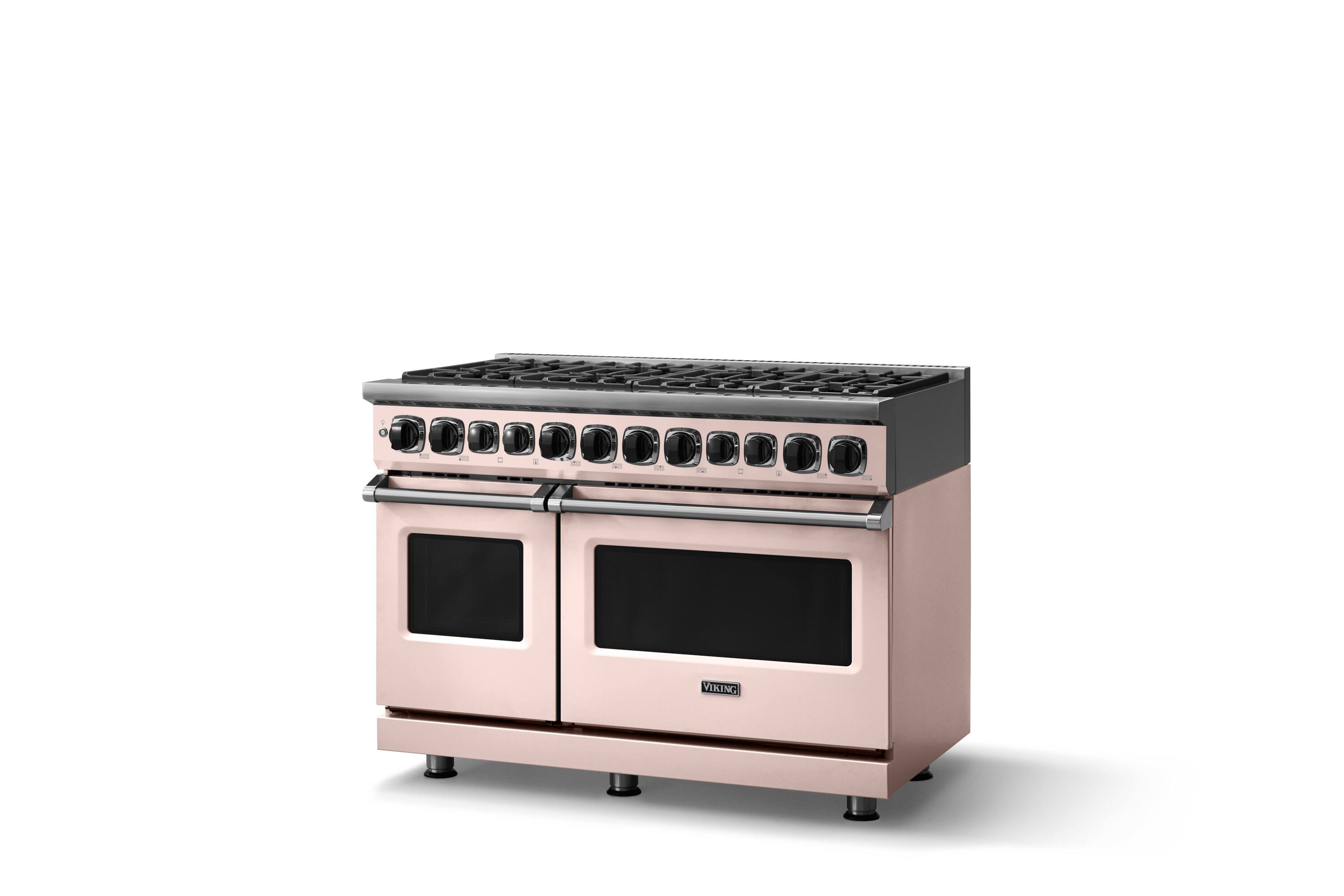 Angle. Viking - 48 in. Wide 8 Burner Dual Fuel Sealed Burner Range - Blush.