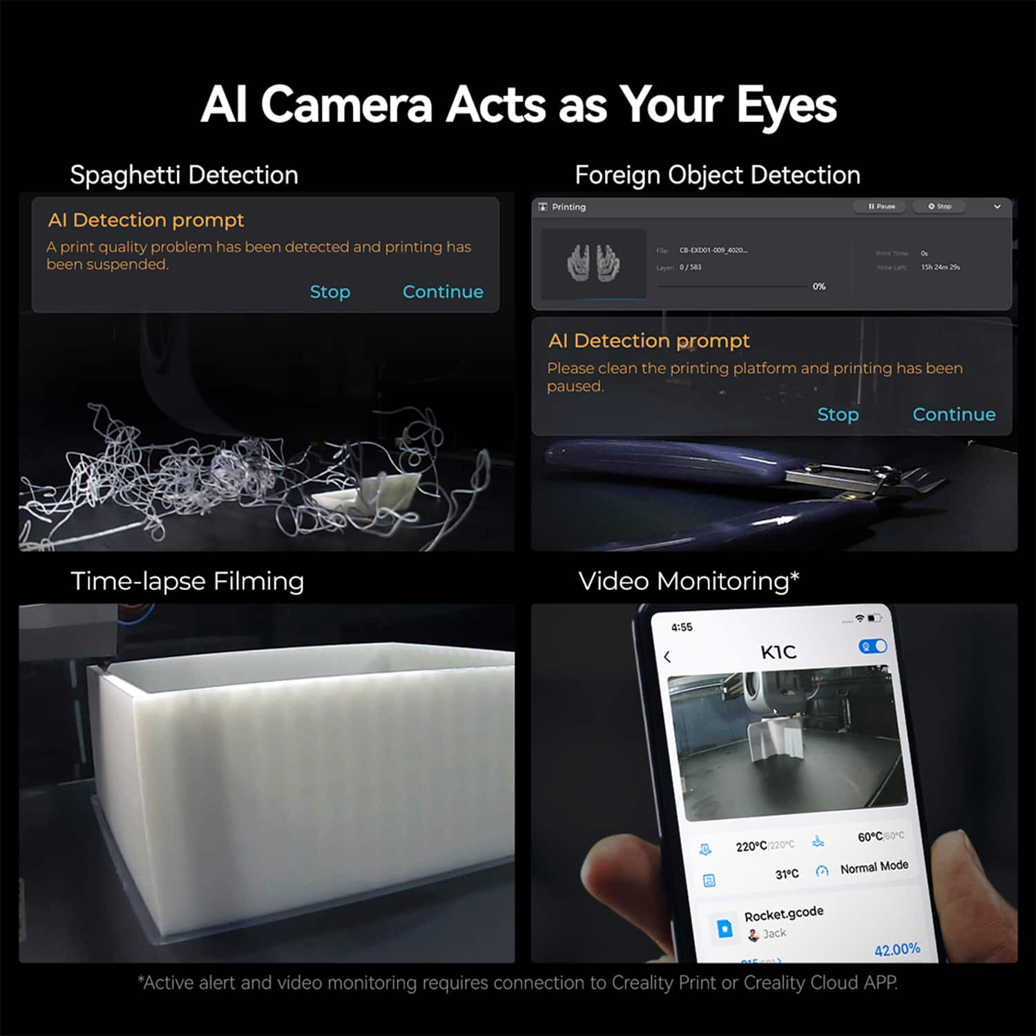 Alt View 14. Creality - K1C Combo 3D Printer - Black.