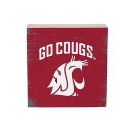 Evergreen Enterprises - Washington State Cougars 6" Square Fan Chant Wood Block Shelf Sign - Multicolor