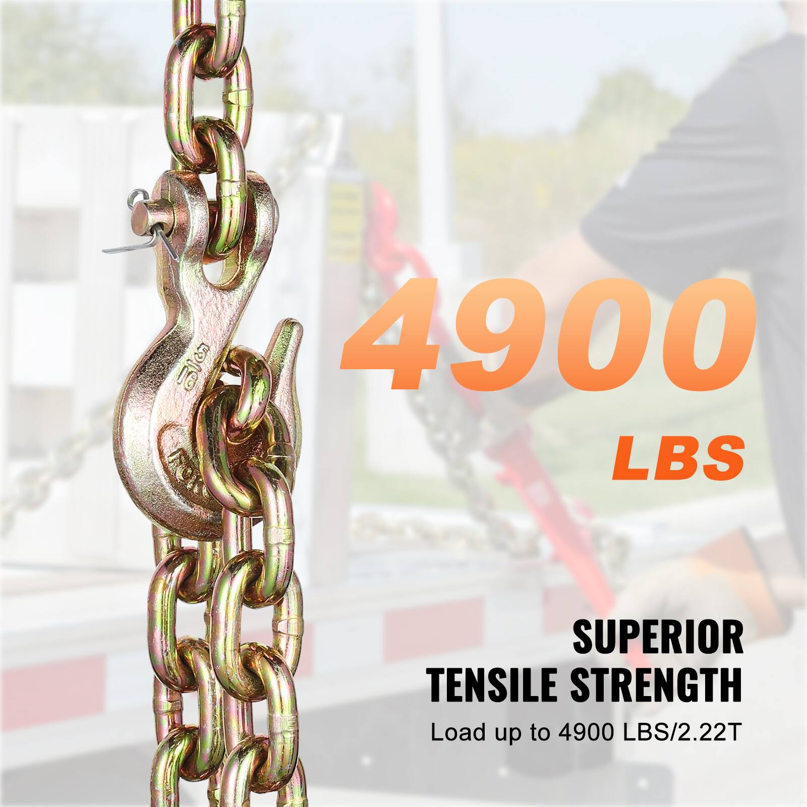 4900 LBS  
SUPERIOR TENSILE STRENGTH  
Load up to 4900 LBS/2.22T