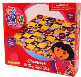 Cardinal - Nickelodeon Checkers & Tic Tac Toe Game Dora