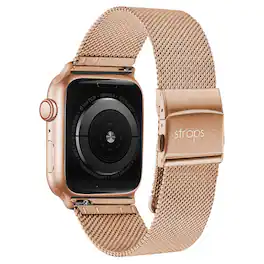 StrapsCo - Pro Mesh Strap Stainless Steel Watch Band For Apple Watch - 40mm/41mm/42mm (Medium-Long) - Rose Gold