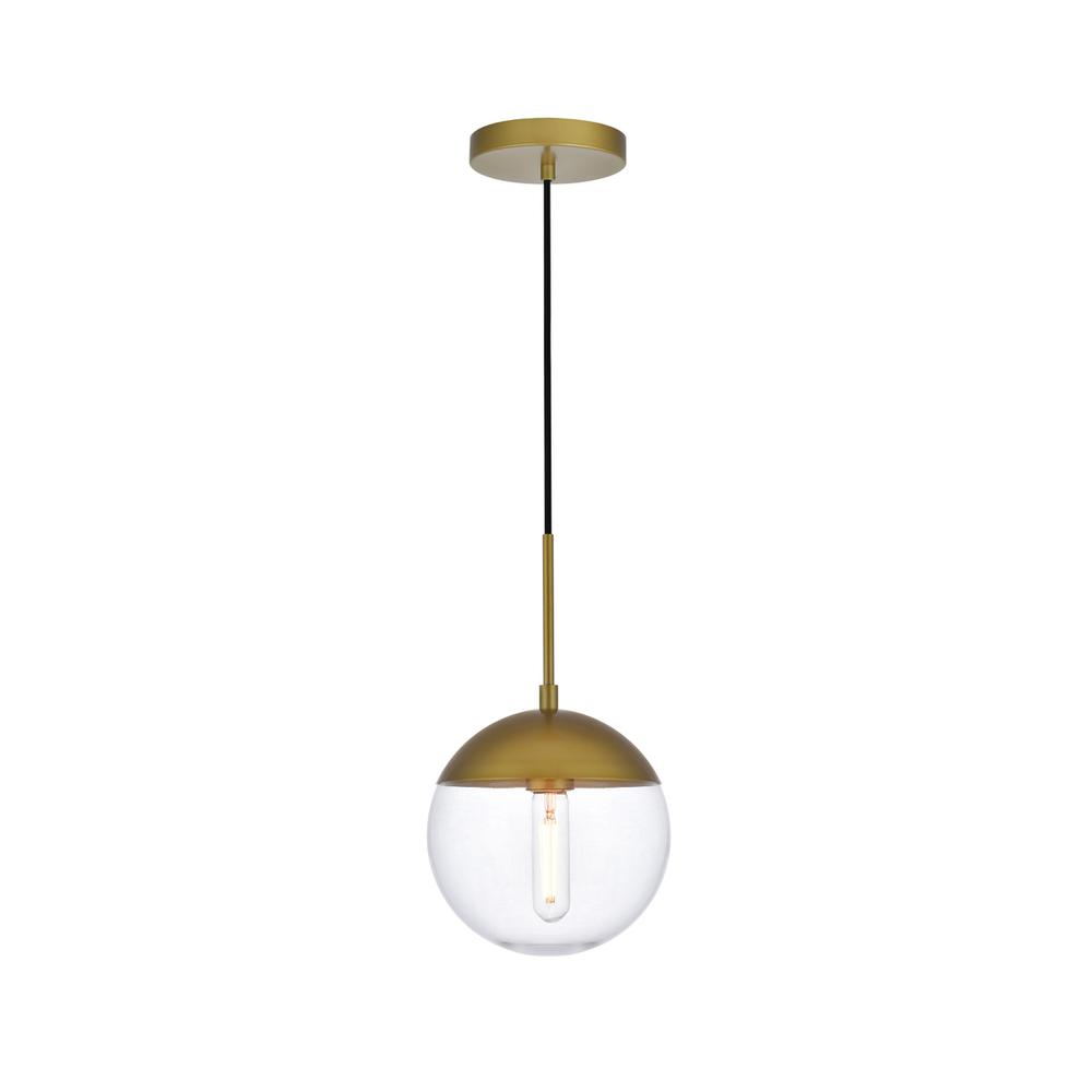 Alt View 3. Living District - Eclipse 1 Light Brass Pendant With Clear Glass - Brass And Clear.