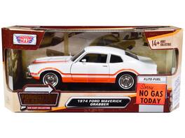 1974 Ford Maverick Grabber White with Orange Stripes "Forgotten Classics" Series 1/24 Diecast Model Car by Motormax - White And Orange