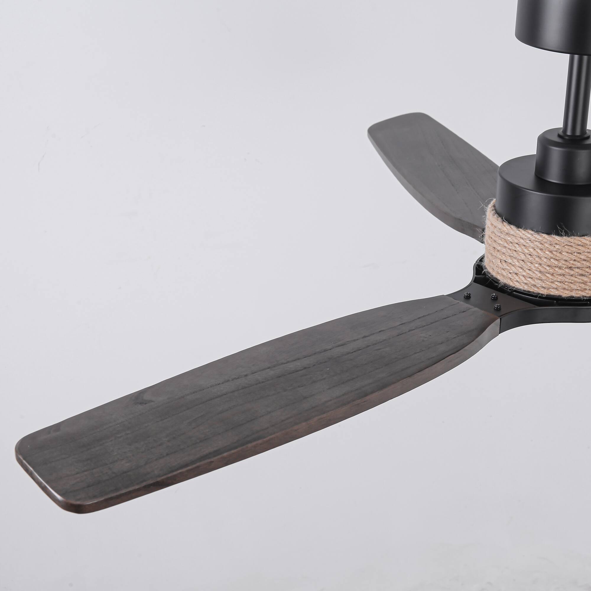 Alt View 8. Parrot Uncle - 56" Transition Black Solid Wood Jute 3CCT LED Ceiling Fan with Light and Remote - Black.