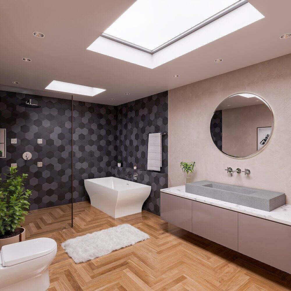 Alt View 1. Alfi - 48" Solid Concrete Rectangular Countertop Sink - Gray.