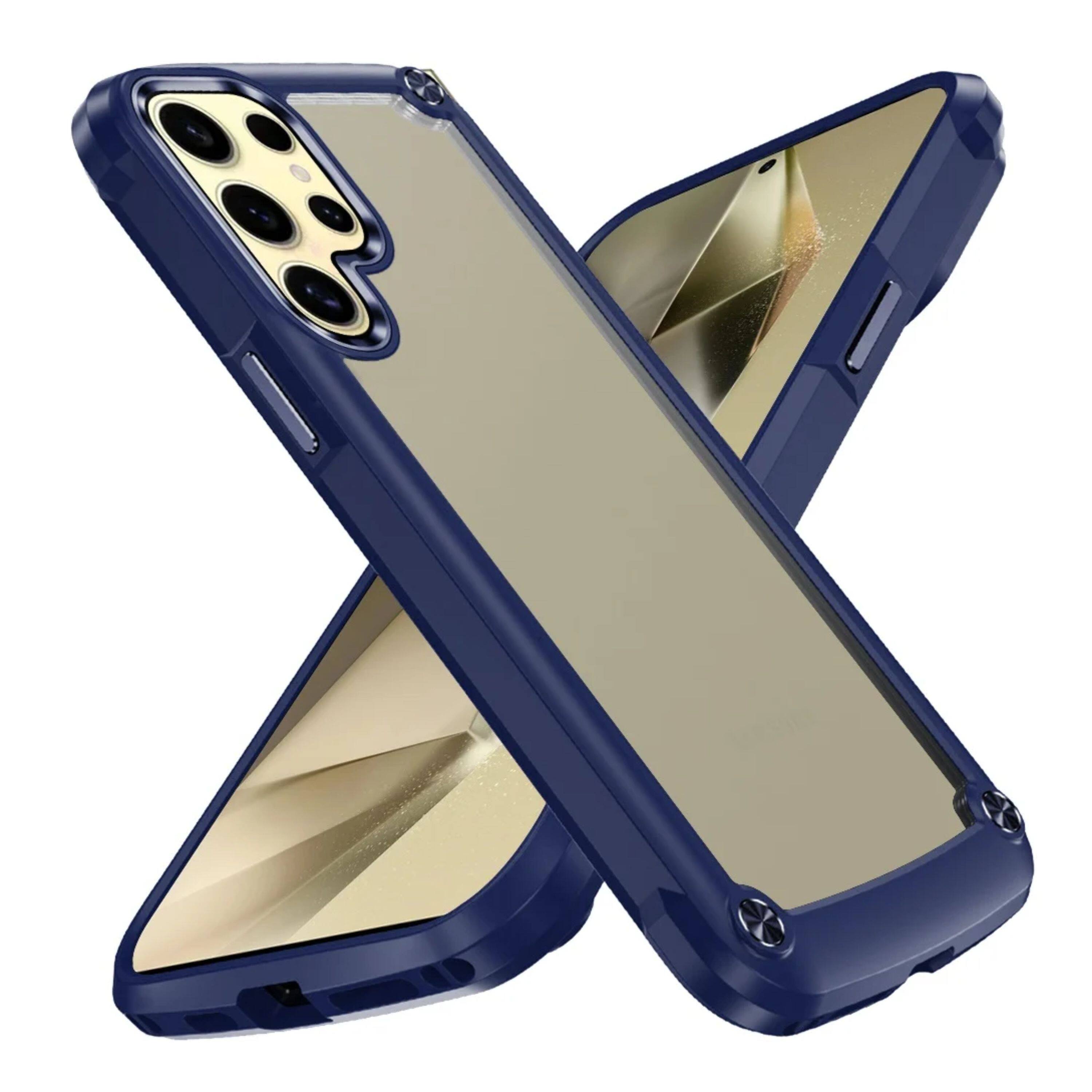 Left. Kitcheniva - Raised Camera Lip Metal Buttons Phone Case For Samsung Galaxy S24+ Plus Blue - Blue.