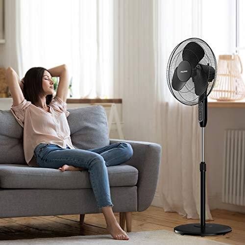 Alt View 4. Pelonis - PELONIS 16 Pedestal Remote Control Oscillating Stand Up Fan 7-Hour Timer 3-Speed and Adjustable Height - Black.