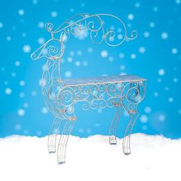 CC Christmas Decor - Commercial Sized Reindeer Figure Christmas Display Table - 5.75' - Silver