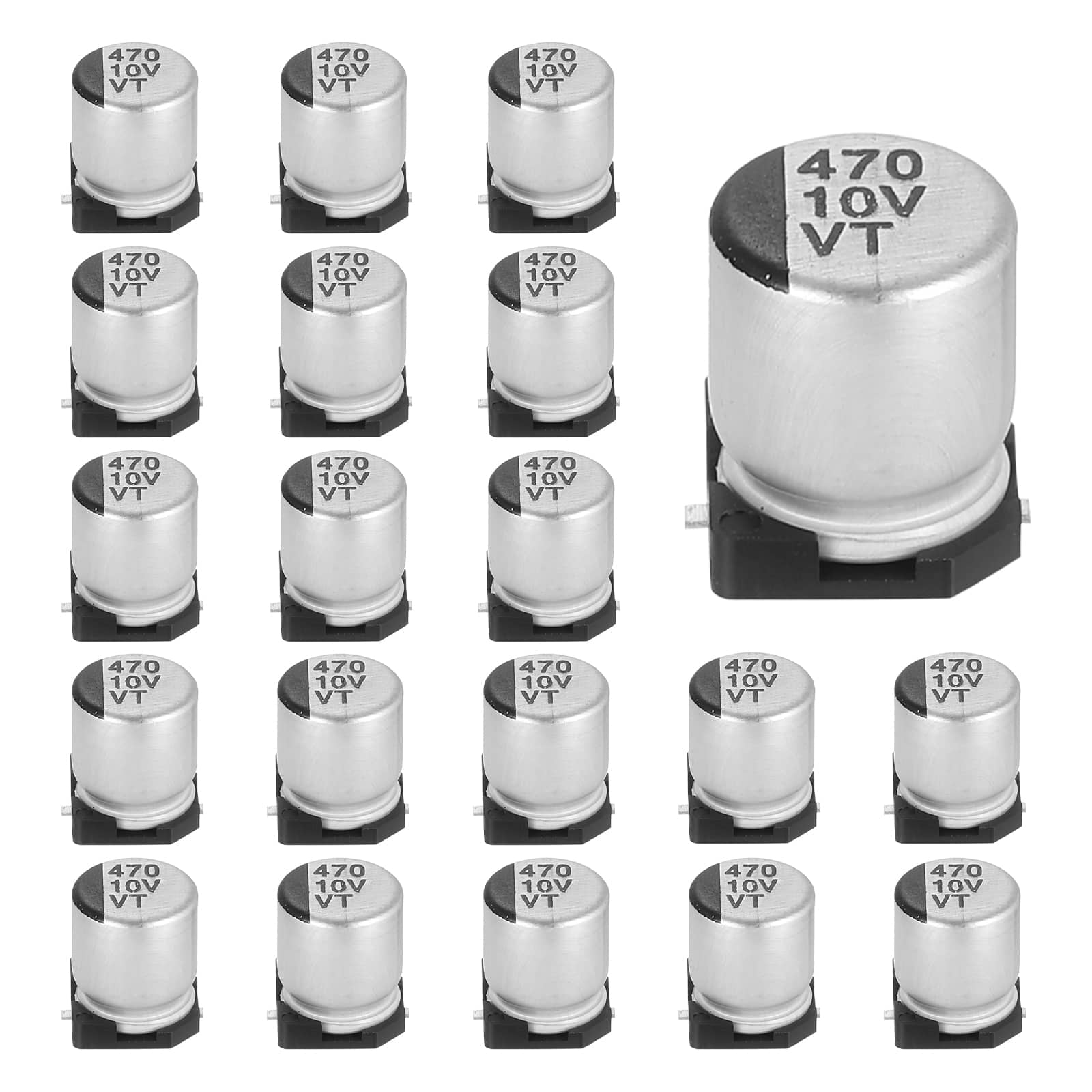 Unique Bargains - 470uF 10V SMD Aluminum Electrolytic Capacitor, Low Impedance, 6.3x7.7mm, 20pcs, for TV/Computer/DIY - Silver price history on PriceWatchPro