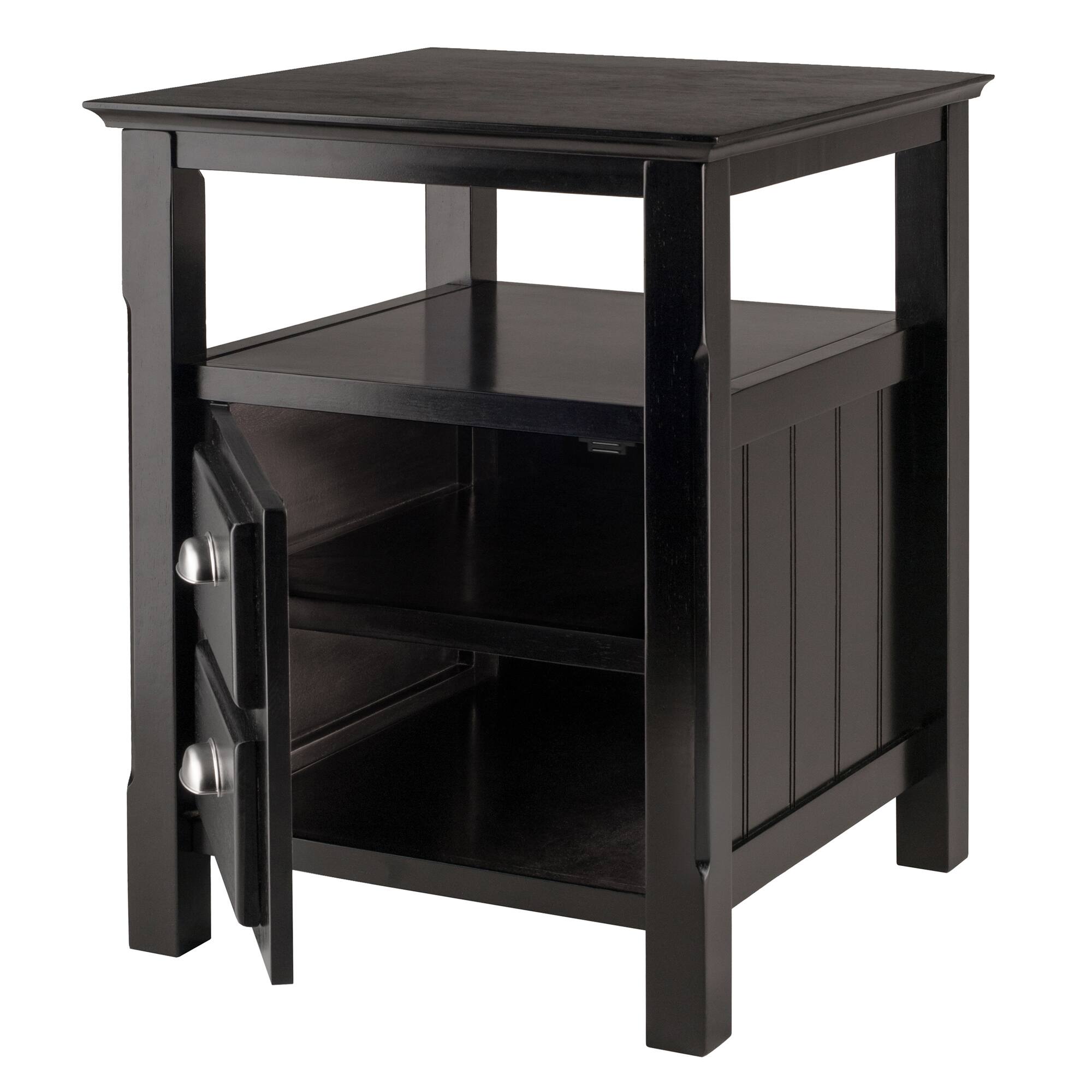 Angle. Winsome Wood - Timber Accent Table, Nightstand - Black.