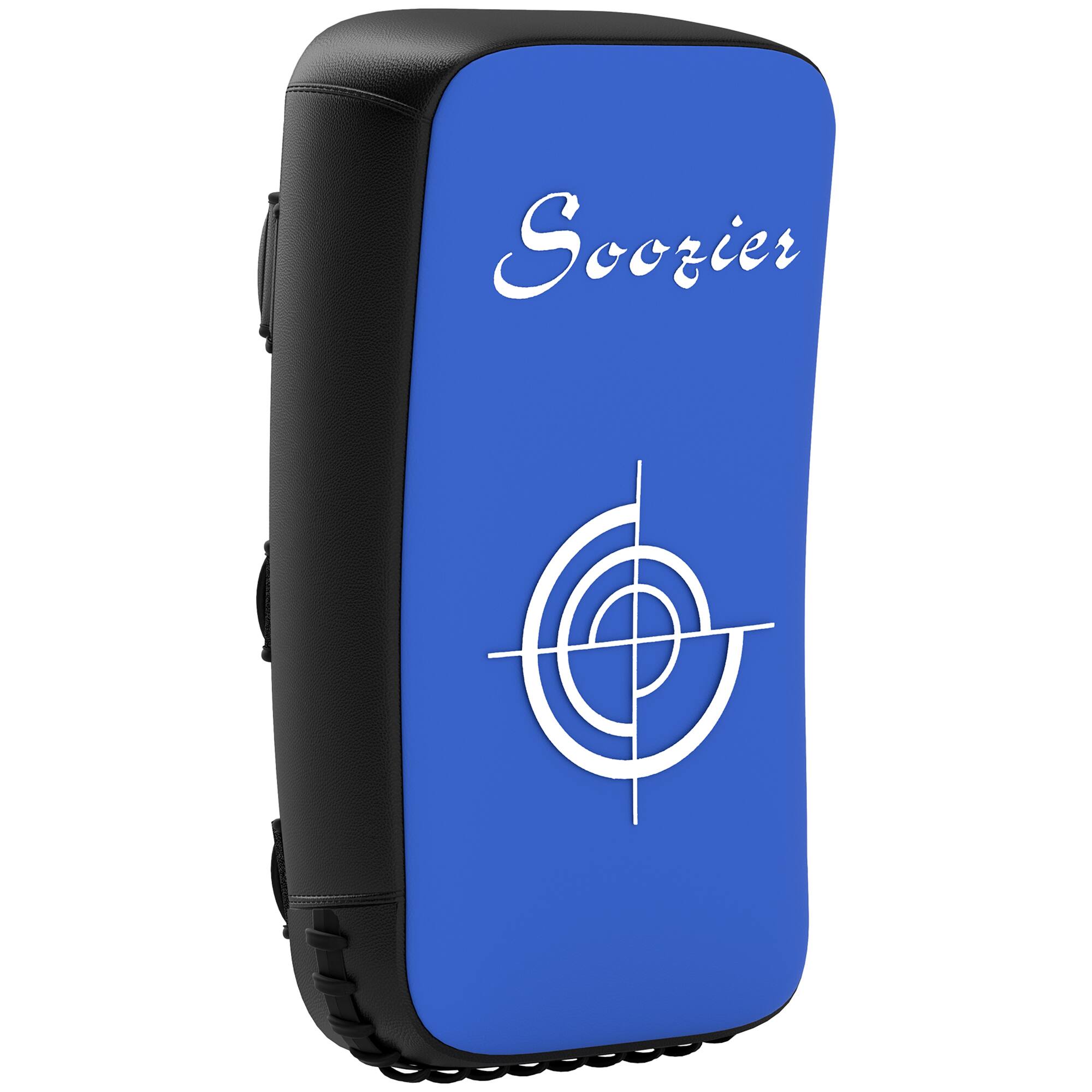 Front. Soozier - Curved Kick Shield, 16.5 in Muay Thai Pad Punching Pad for Martial Arts, Karate, Kickboxing, MMA - Blue.