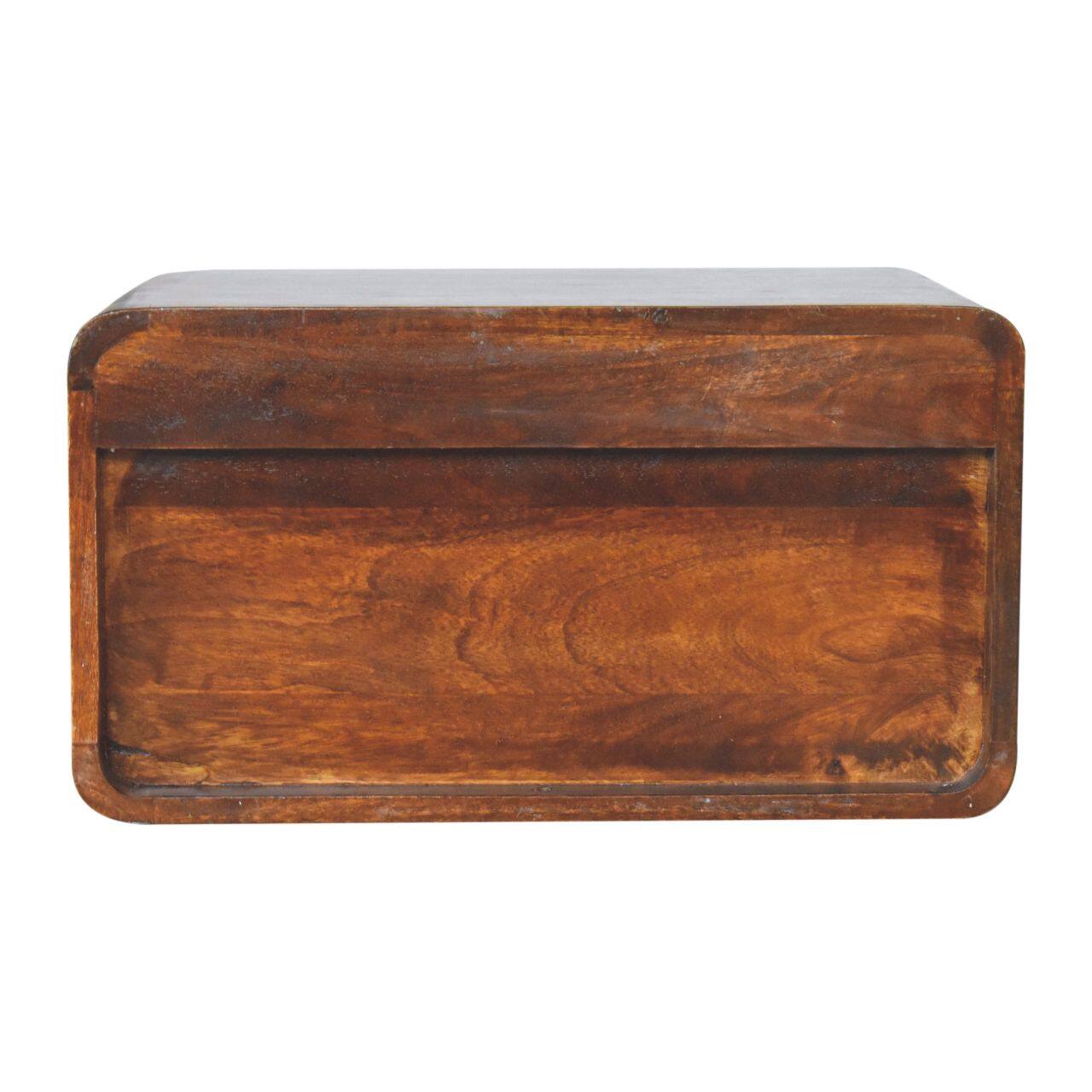 Alt View 5. Artisan Furniture - Artisan Furniture Solid Wood Large Chestnut Curve Floating Bedside, 1 Drawer, 1 Open Slot, Dark Brown - Chestnut.
