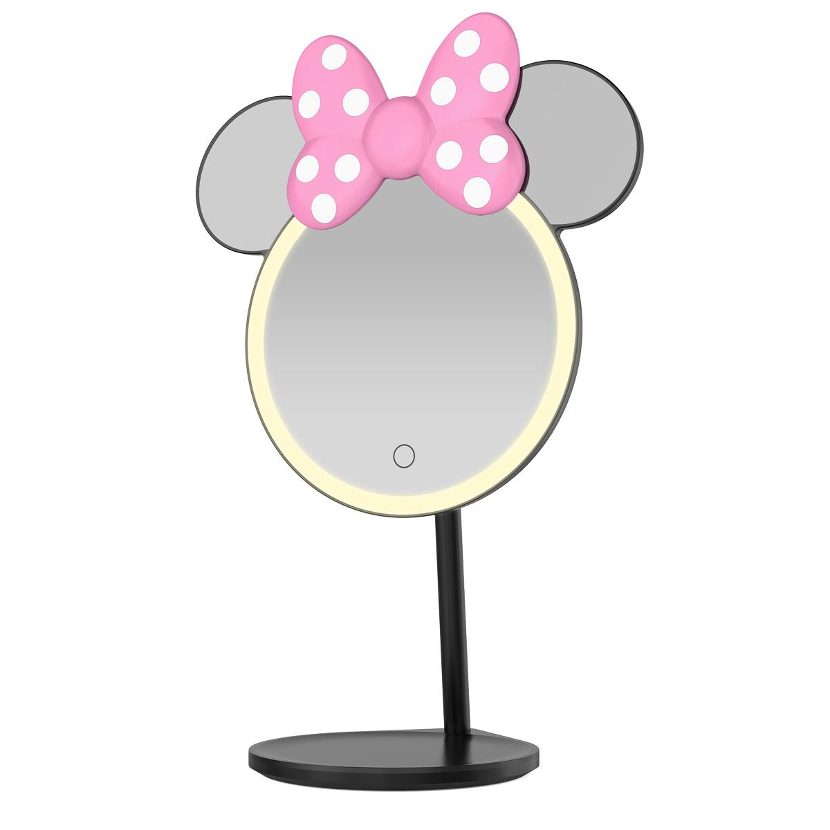 Angle. Impressions Vanity Co. - Minnie Mouse Bowtiful LED Tabletop Makeup Mirror.