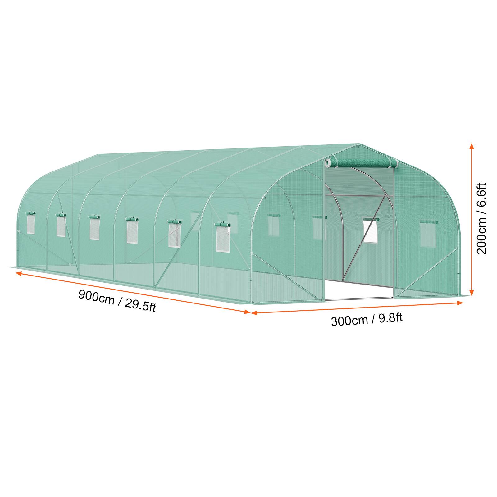 900cm / 29.5ft, 300cm / 9.8ft, 200cm / 6.6ft