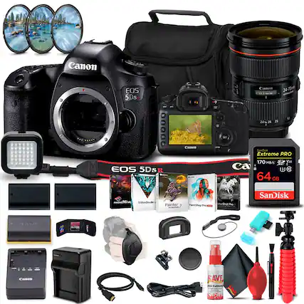 Canon EOS 5Ds
1 Canon - 18 L 24-70mm
GETIOKSE or ta C R 24 28 35 58 L SET EOS 5DS1
n Canon - .
SanDisk Extreme PRO 170 MB/s V30 ca 3 O 64 GB
PHOTOMIX VideoStudie Painter 7 Pobitnl PaintShop Pve 90003 fterShot hot Pro
SanDisk Canon MLTIMA Canon F AVE STRONOS INS CLEAN - - 1 | - : "