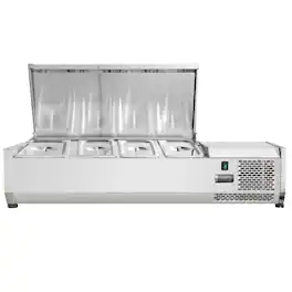 Equator - Vitlife Commercial Refrigerator Condiment Prep Station, Stainless Lid 4 Pan(GN1/3*3+GN1/2*1) 33-41°F, 47.2" - Stainless Steel