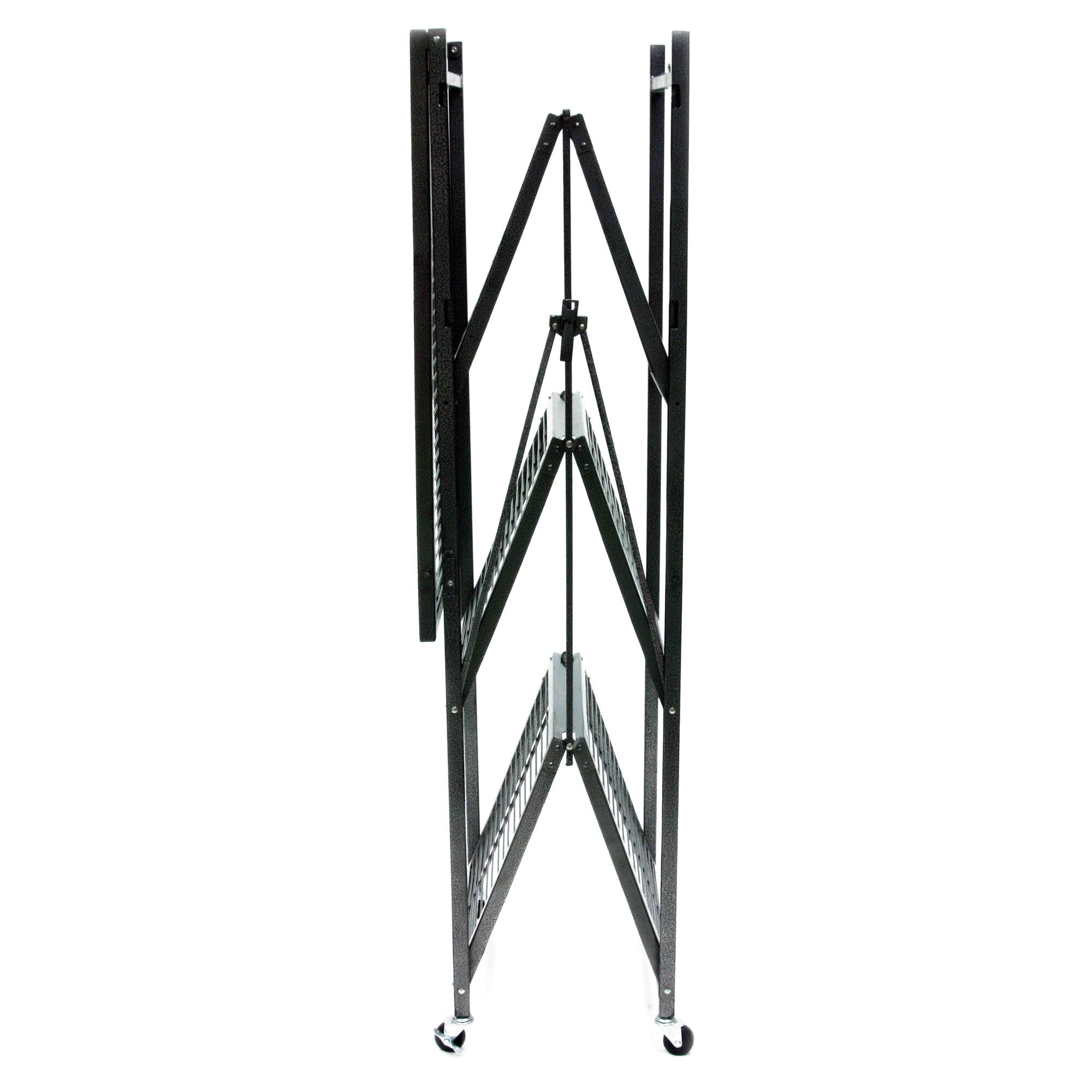 Alt View 5. Origami - Origami 4 Tier Multipurpose Folding Storage Organizing Rack with Wheels (2 Pack) - Pewter.