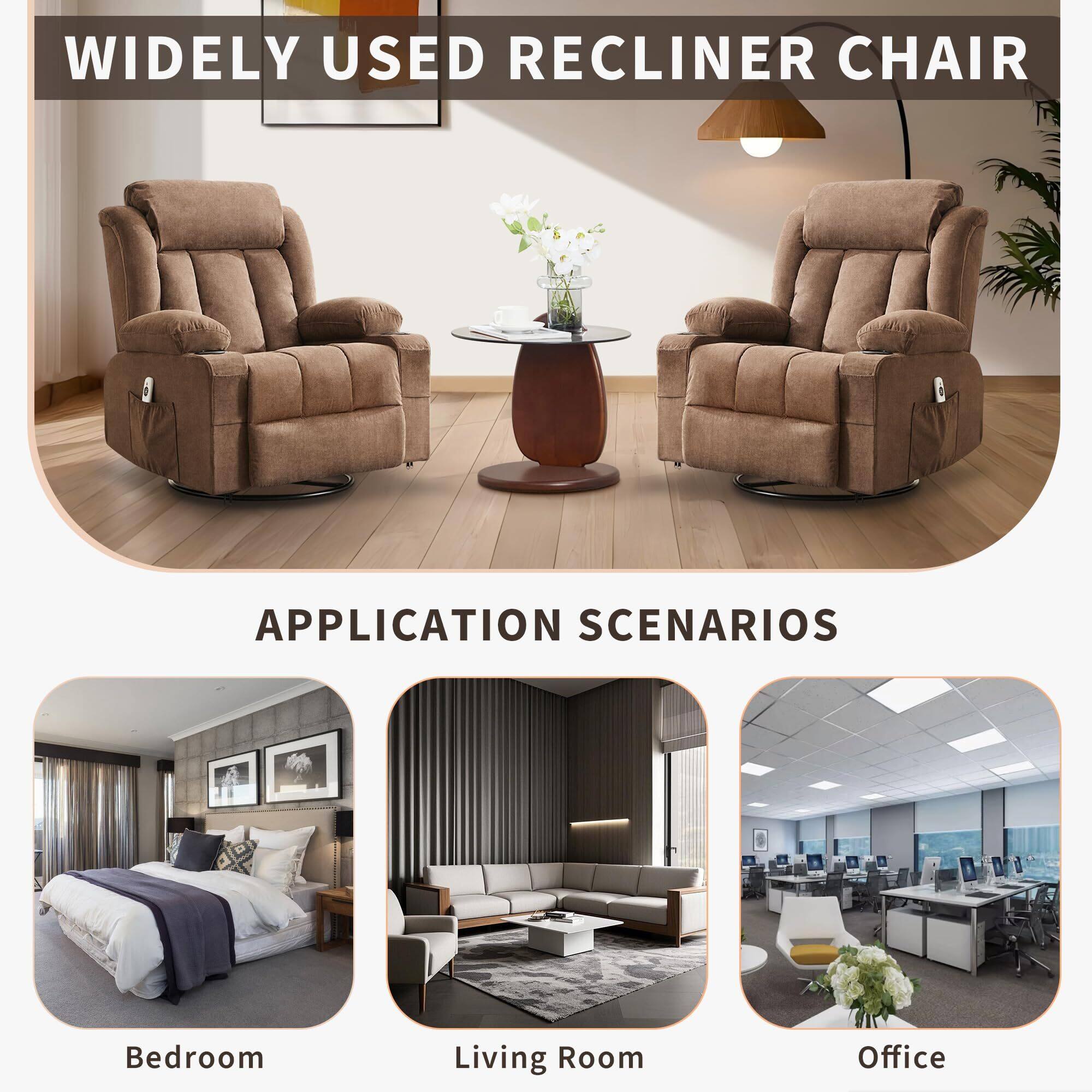 WIDELY USED RECLINER CHAIR

APPLICATION SCENARIOS

Bedroom

Living Room

Office