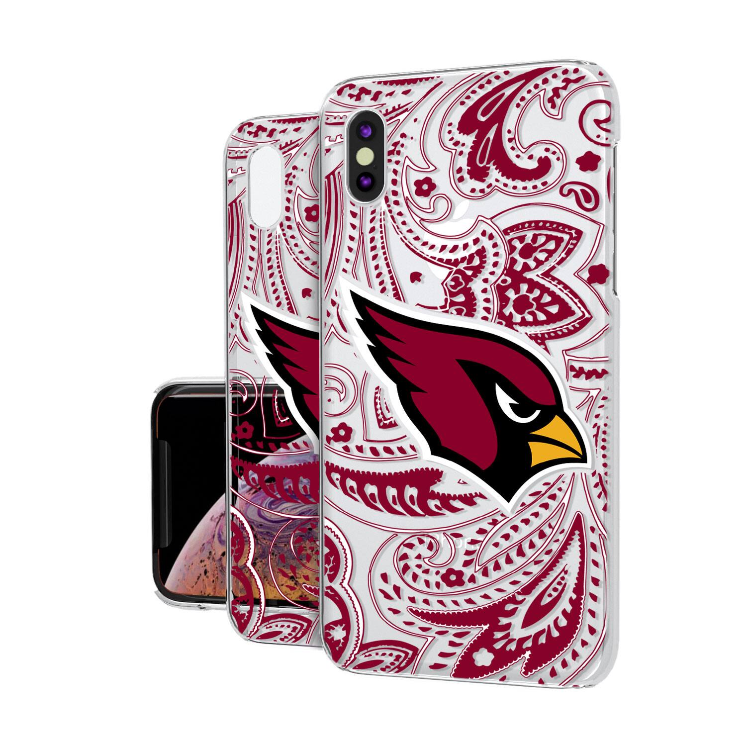 Alt View 1. Keyscaper - Arizona Cardinals iPhone Clear Paisley Design Case - 16 Plus - Multicolor.