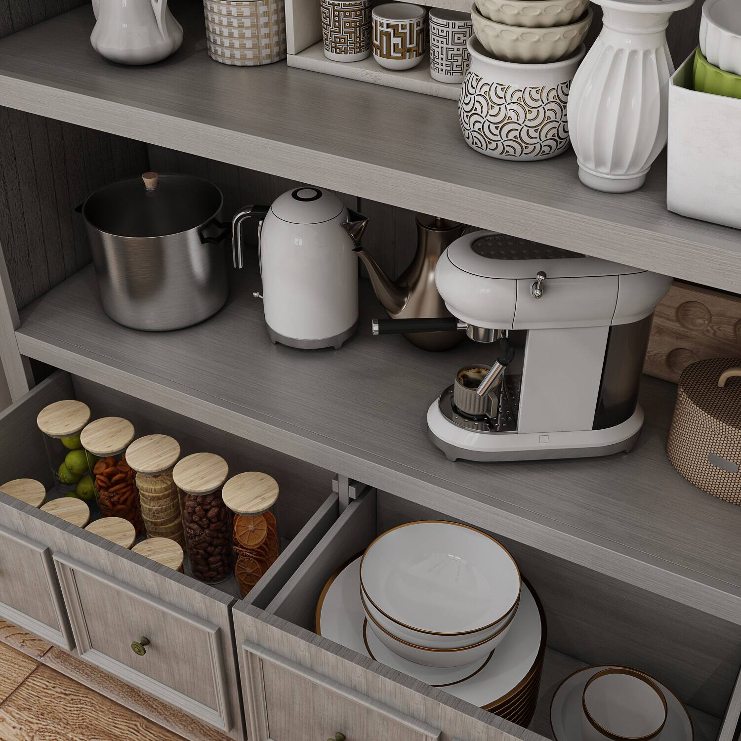 Alt View 1. Famapy - Famapy Modern Kitchen Storage Shelf: Sturdy Organization with Safety Focus - Gray.
