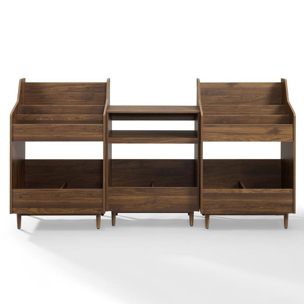 Alt View 1. Crosley Furniture - Liam 3-Pcs Record Player Stand And Vinyl Storage Set - Brown.