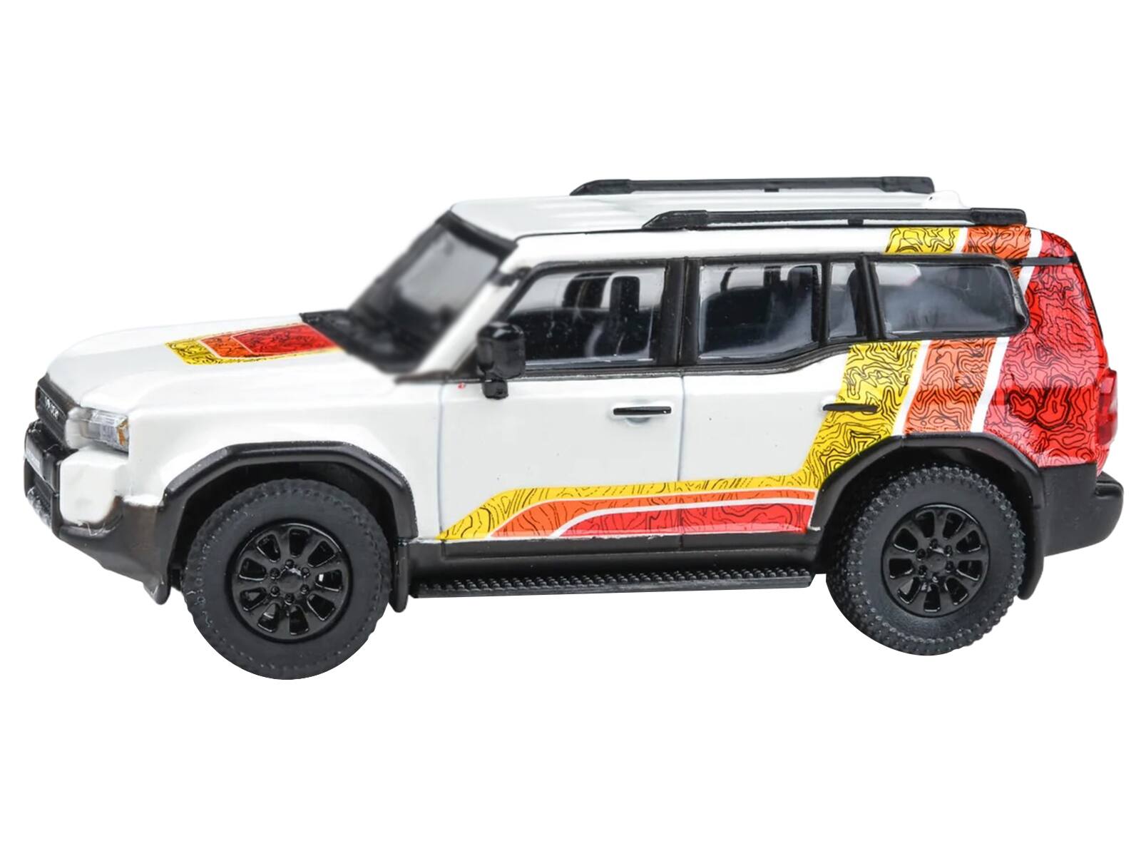 Alt View 4. Paragon - 2024 Toyota Land Cruiser 250 Prado White with "TRD" Stripes 1/64 Diecast Model Car by Paragon.