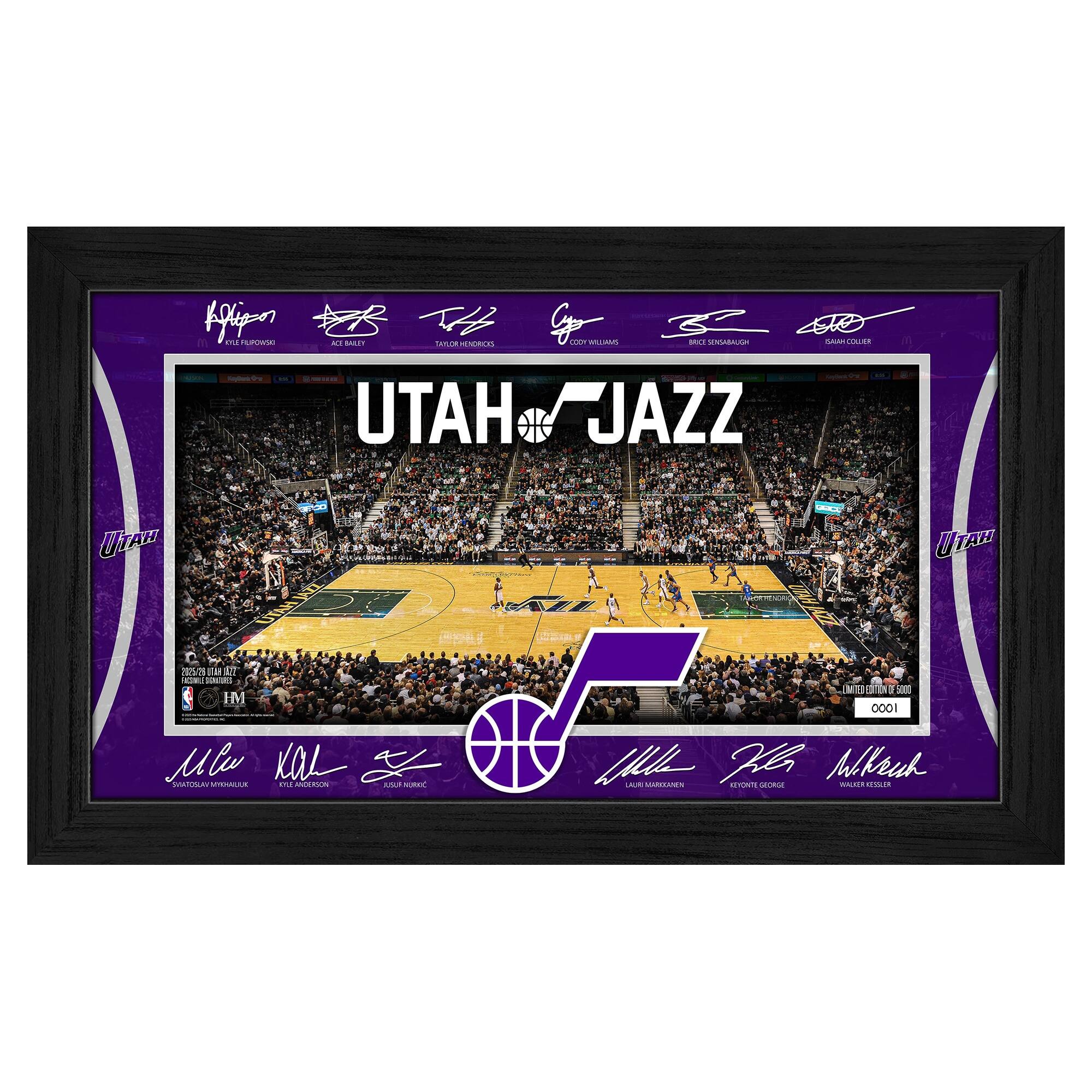 Highland Mint - Utah Jazz 2025 Facsimile Signature Court Framed Picture - Multicolor