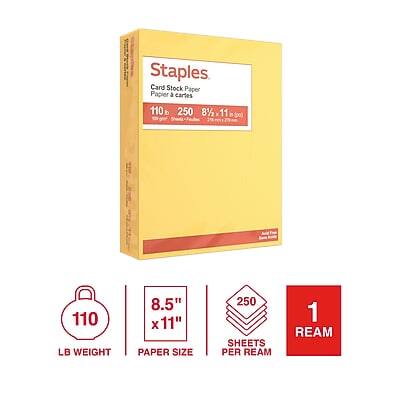 Staples Card Stock Paper  
Papier à cartes  

110 lb  
250 sheets  
8.5" x 11"  

1 ream