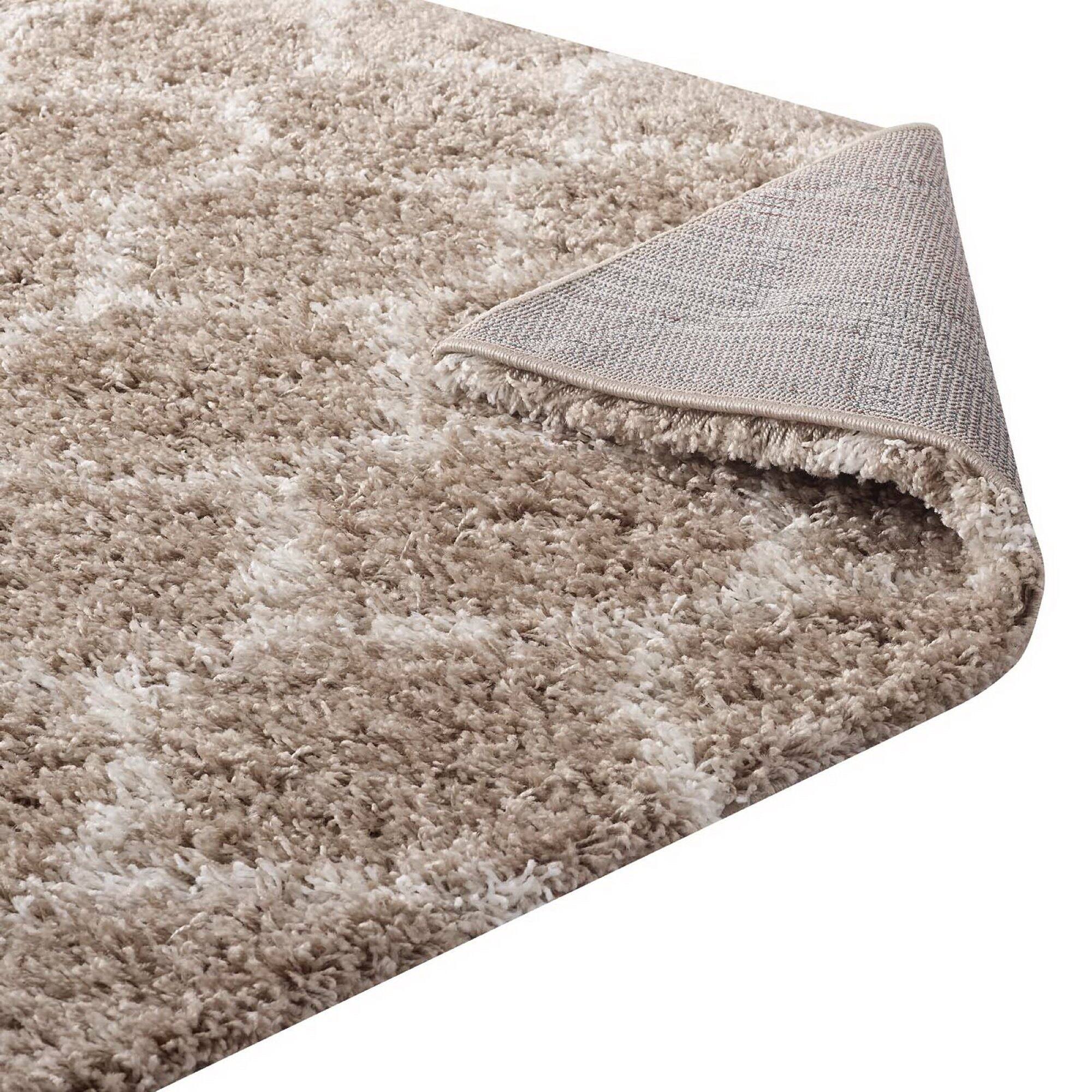 Alt View 3. Modway - Solvea Moroccan Trellis Shag Area Rug - Beige and Ivory.
