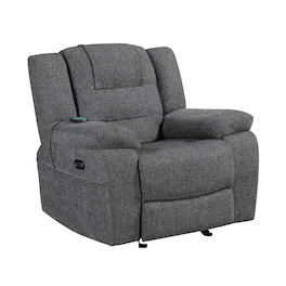Manhattan Lane - Reno Power Glider Recliner Chair with Heat and Massage, Polyester - Dark Gray