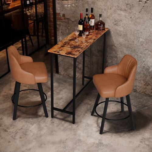 Alt View 4. Winado - 43"-71" Wooden Top Bar Long Counter Height Pub Table with Robust Metal Frame and Easy-Clean Surface Scratch for Bar - Brown-43"x39"x15".