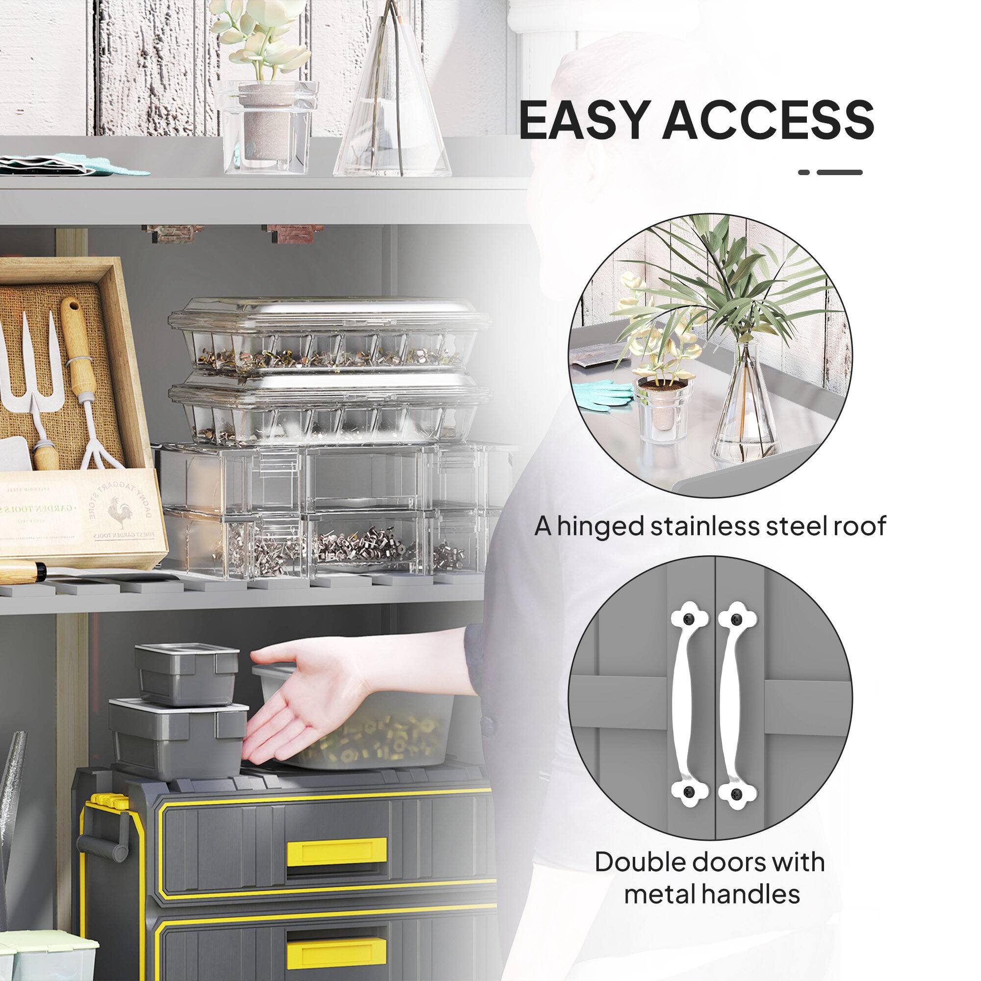 Easy Access

A hinged stainless steel roof

Double doors with metal handles