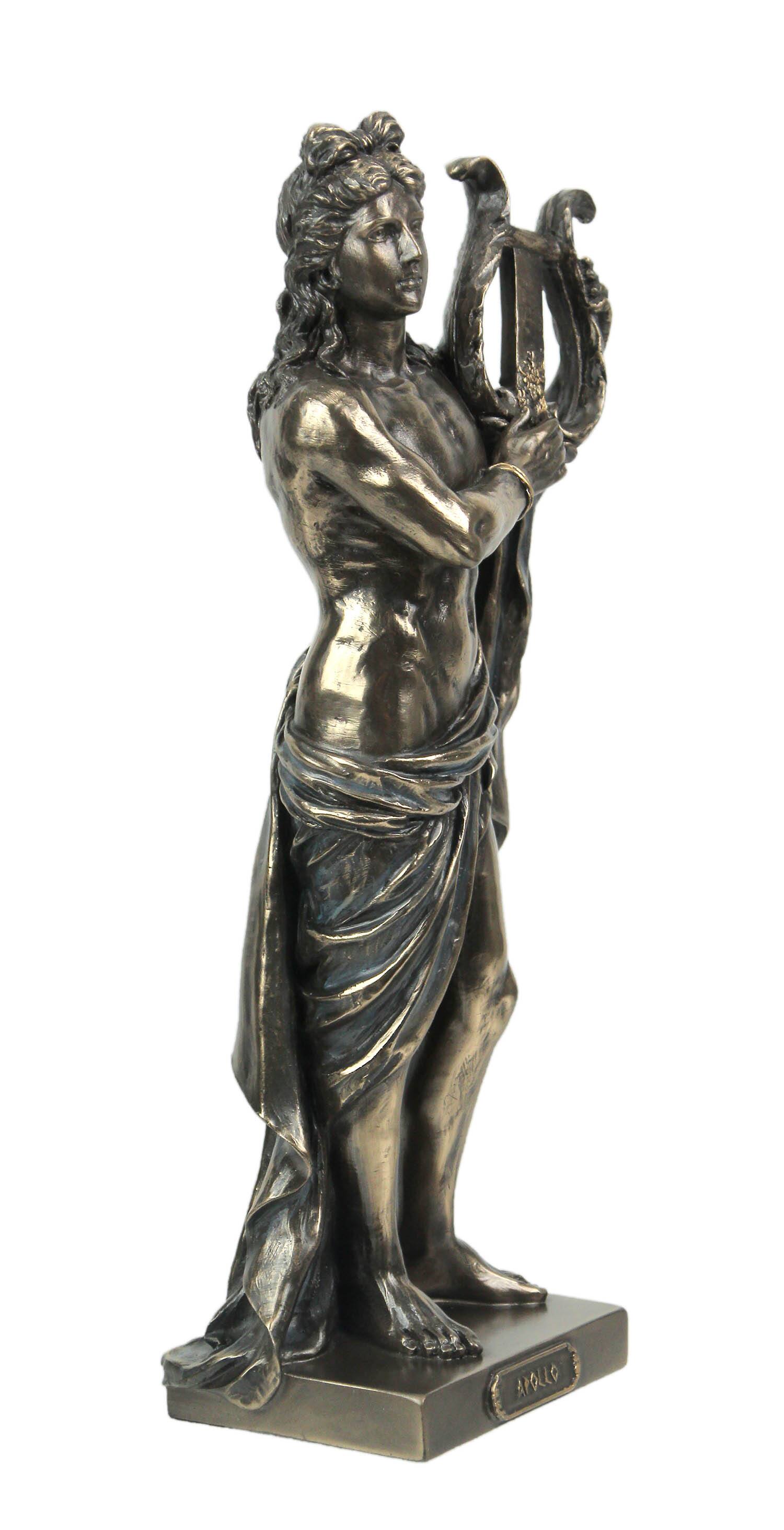 Alt View 1. Veronese Design - Classic Ancient Greek God Apollo Holding His Lyre Bronze Finished Tabletop Statue - Bronze.