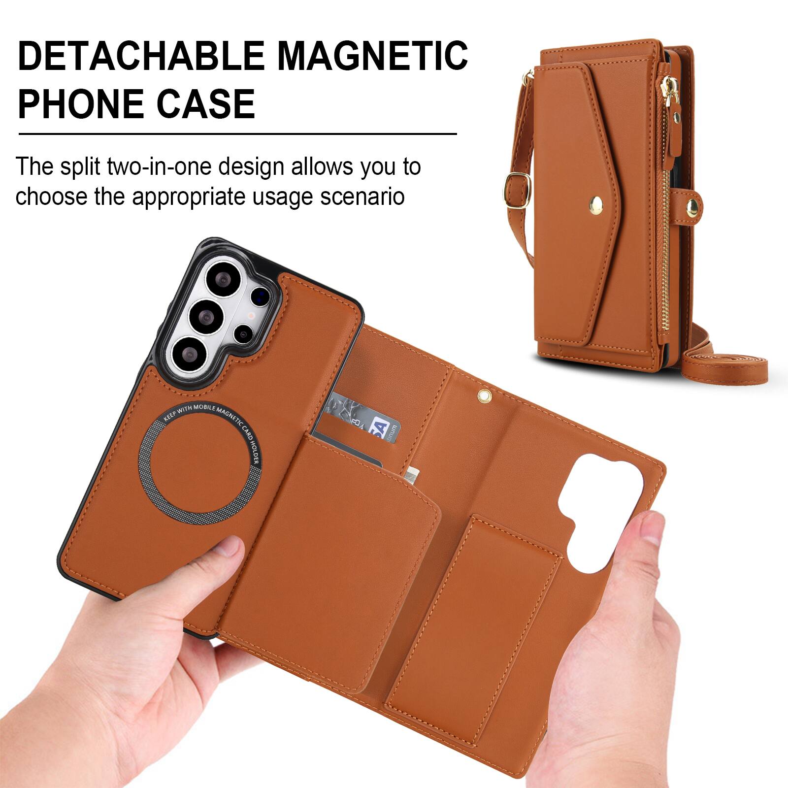 DETACHABLE MAGNETIC PHONE CASE

The split two-in-one design allows you to choose the appropriate usage scenario

WITH MOBILE KEEP MAGNETIC CARD HOLDER