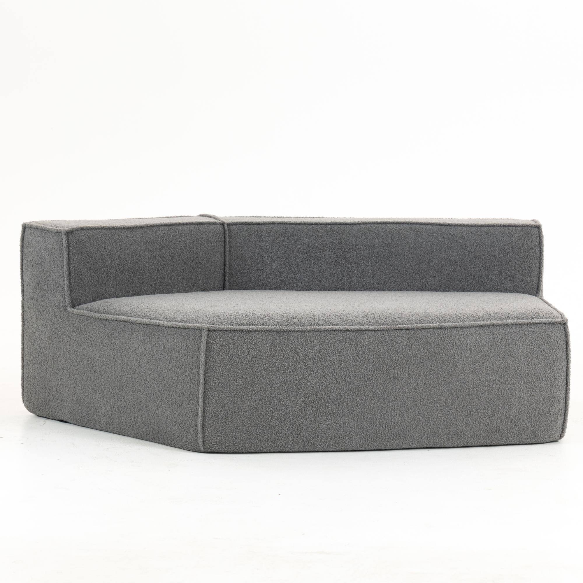 Alt View 6. GOODSILO - Soft Teddy Fleece Single Sofa Chair with Wide Seat and Back Cushions for Cozy Lounging in Small Spaces - Blue Gray.
