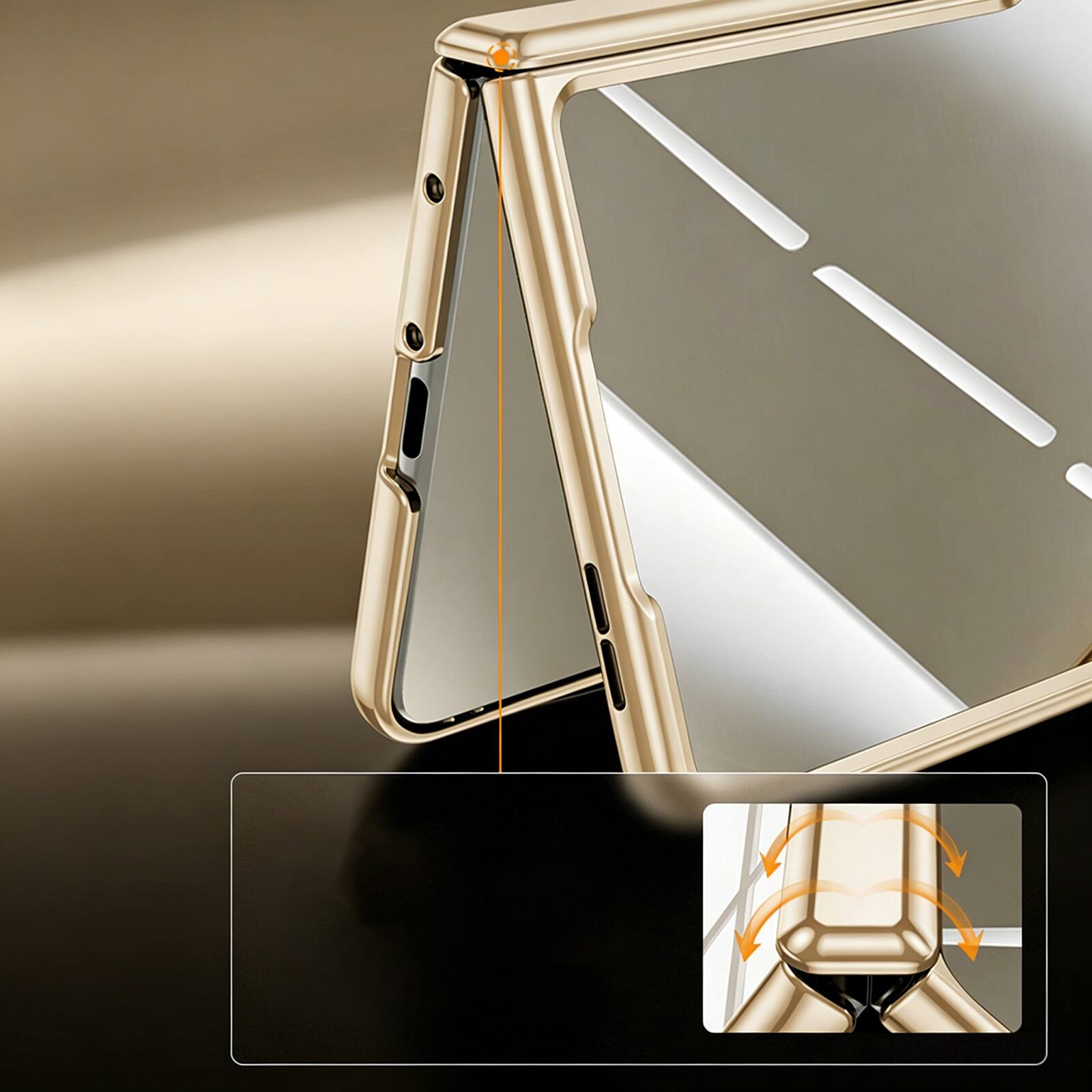 Alt View 2. Dteck - Full-Body Case for Motorola Razr Fold (2026) with Kickstand, Rugged Hinge Cover Built-in Clear/Privacy Screen Protector - Gold.