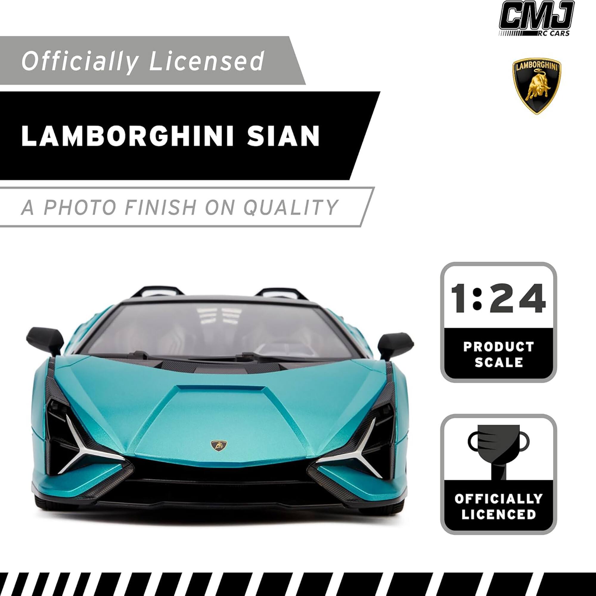 Officially Licensed J C Cars Lamborghini Sian. A photo finish on quality. 1:24 product scale.