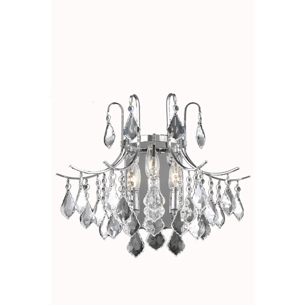 Front. Living District - Amelia Collection Wall Sconce D16in H14in Lt:3 Chrome finish - Chrome.
