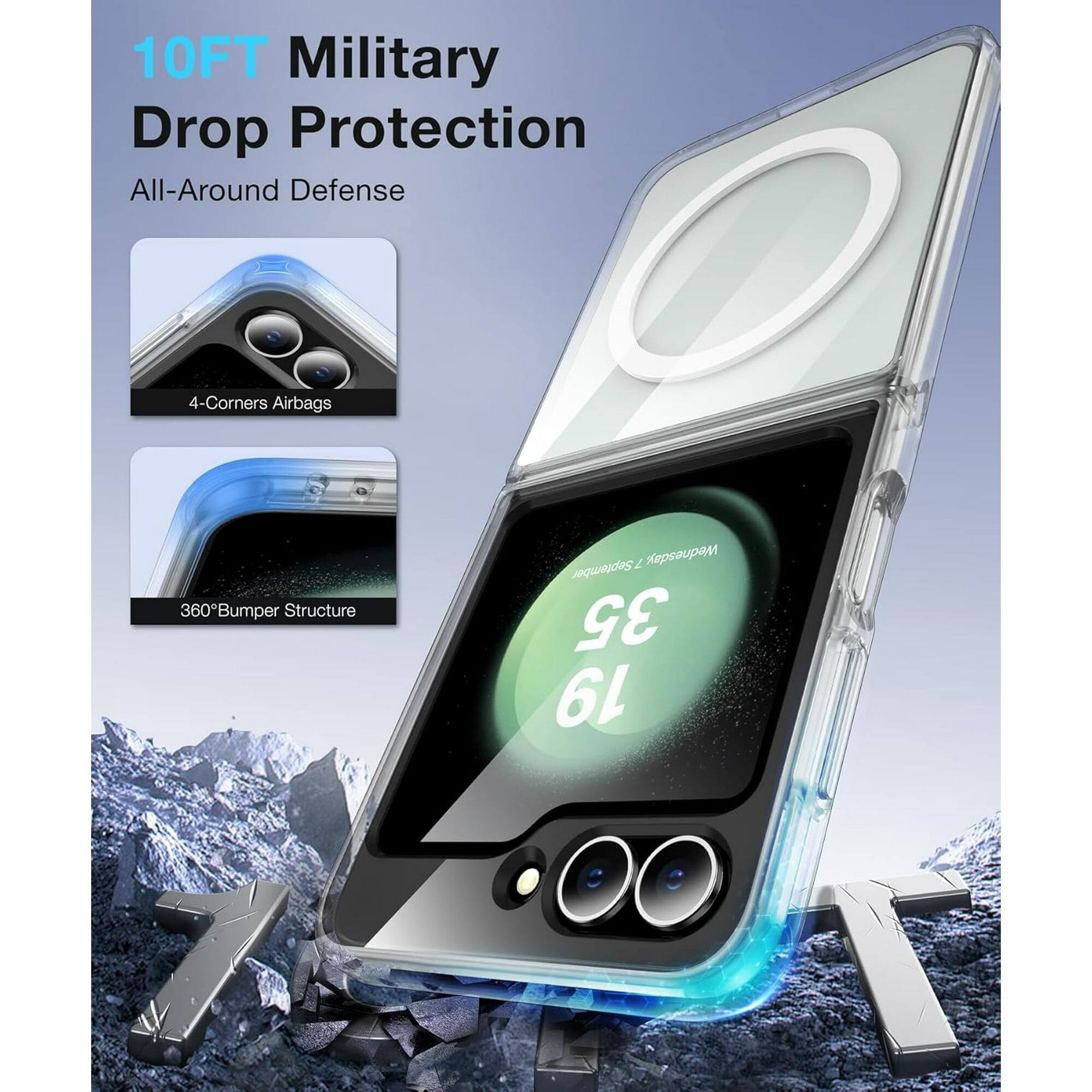 10FT Military Drop Protection, All-Around Defense, 4-Corners Airbags, 360° Bumper Structure