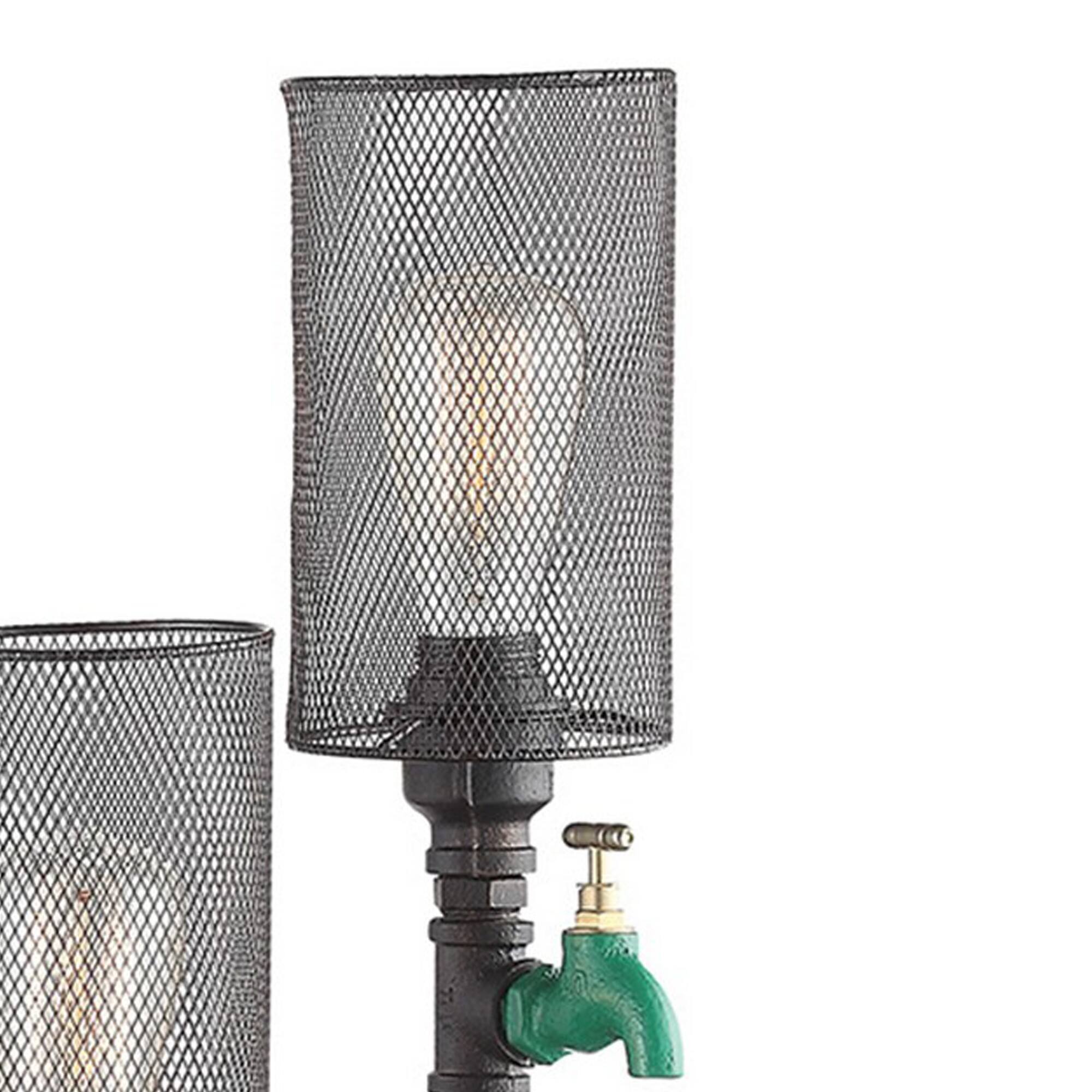 Angle. Manhattan Lane - 34 Inch Table Lamp, Drum Mesh Shade, Metal Base - Bronze, Brown.