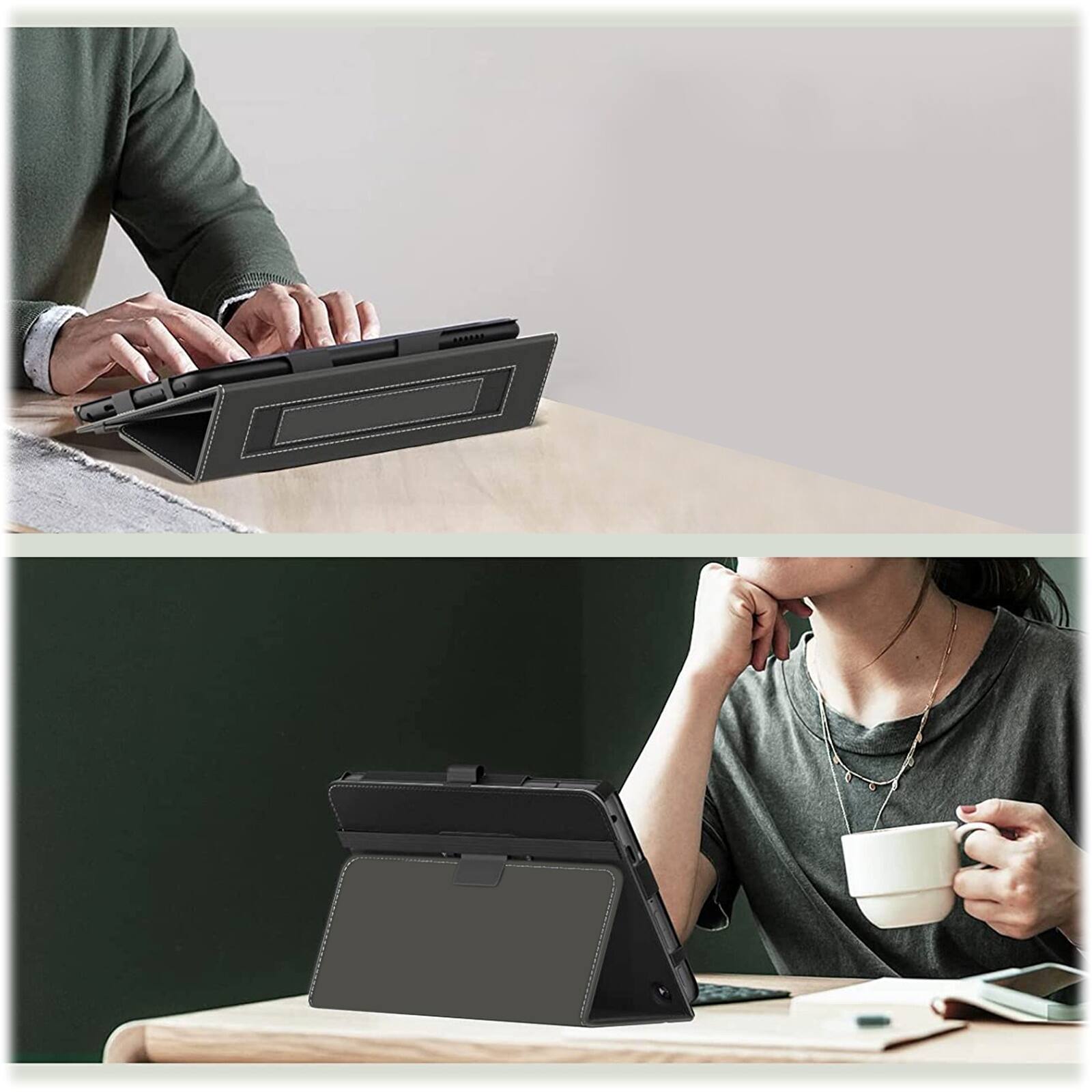 Alt View 14. SaharaCase - Hand Strap Series Folio Case for Amazon Fire 7 (2022) - Black.