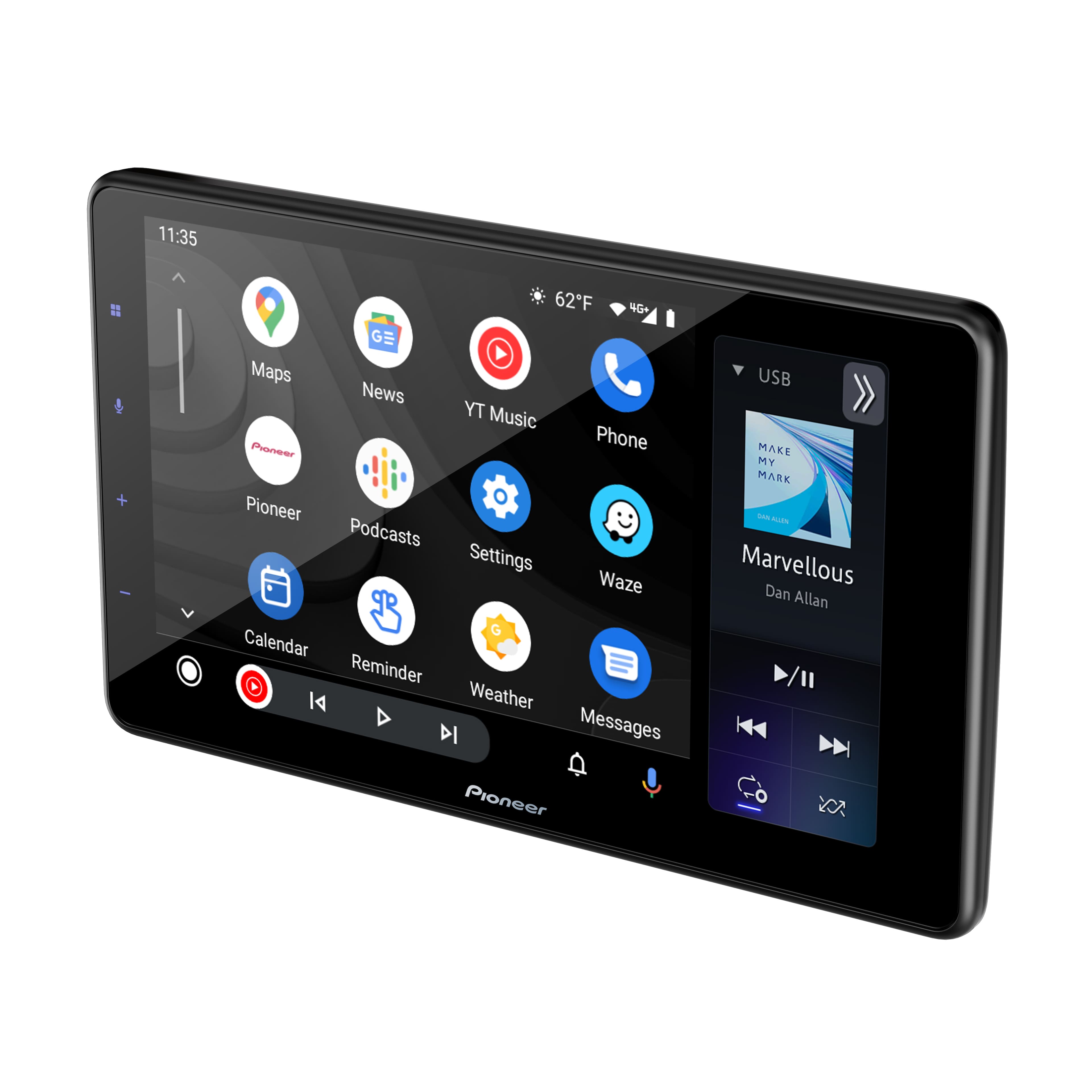 Left. Pioneer - 9" Android Auto and Apple CarPlay Bluetooth Digital Media (DM) Receiver - Black.