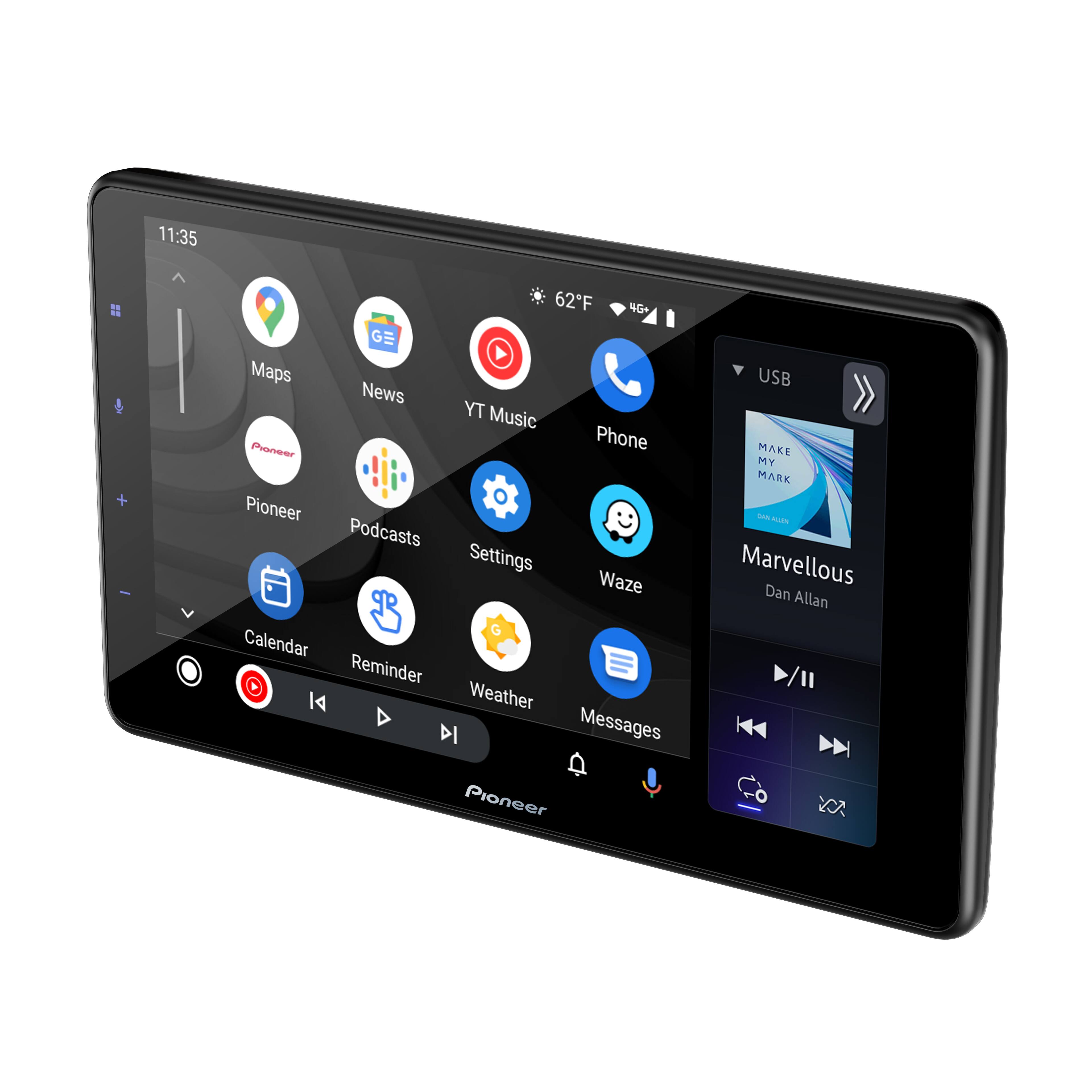 Left. Pioneer - 9" Android Auto and Apple CarPlay Bluetooth Digital Media (DM) Receiver - Black.