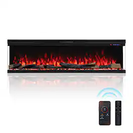 Mondawe - 72" 3-Sided Smart Electric Fireplace w/ 14 Flame Colors, WiFi App and Smart Control - Black
