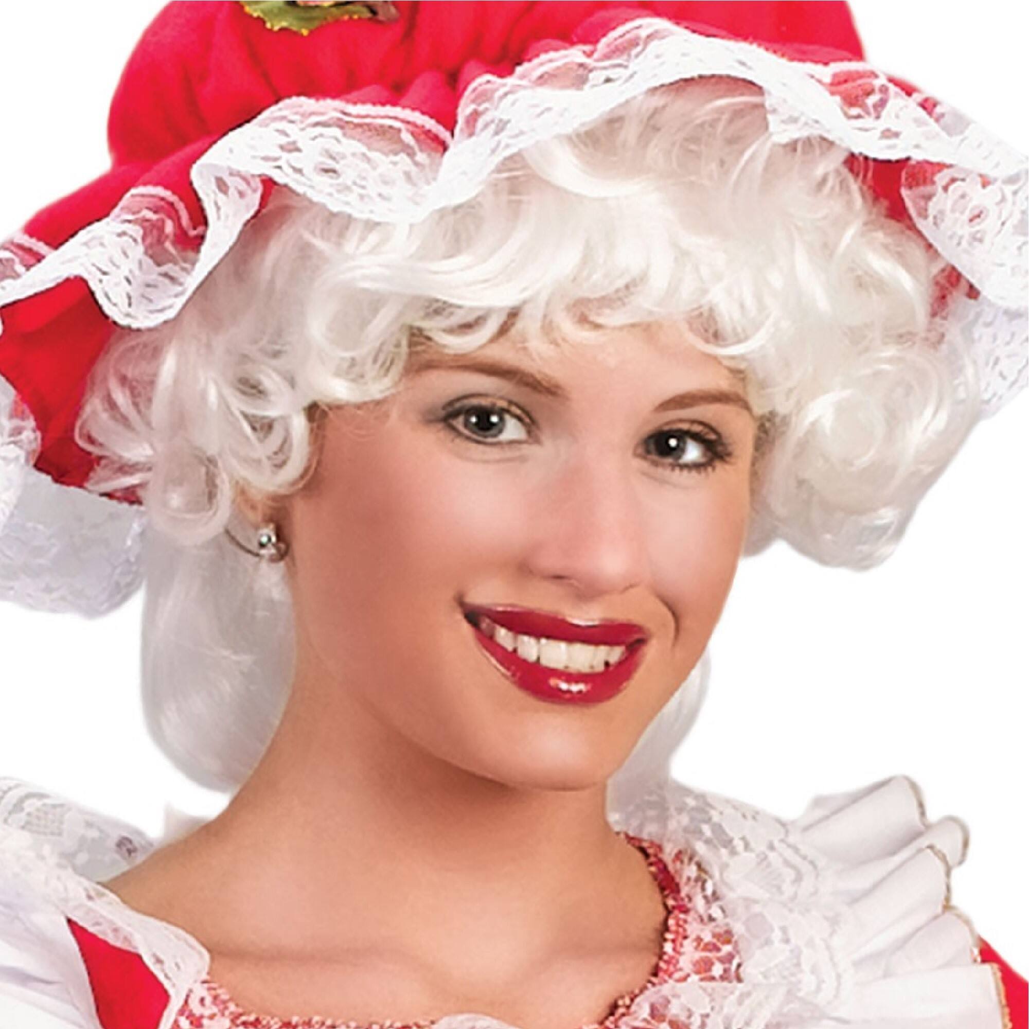 Alt View 2. Fun World - 8" Mrs. Santa Claus Curly Christmas Wig Women Costume Accessory - One Size - White.