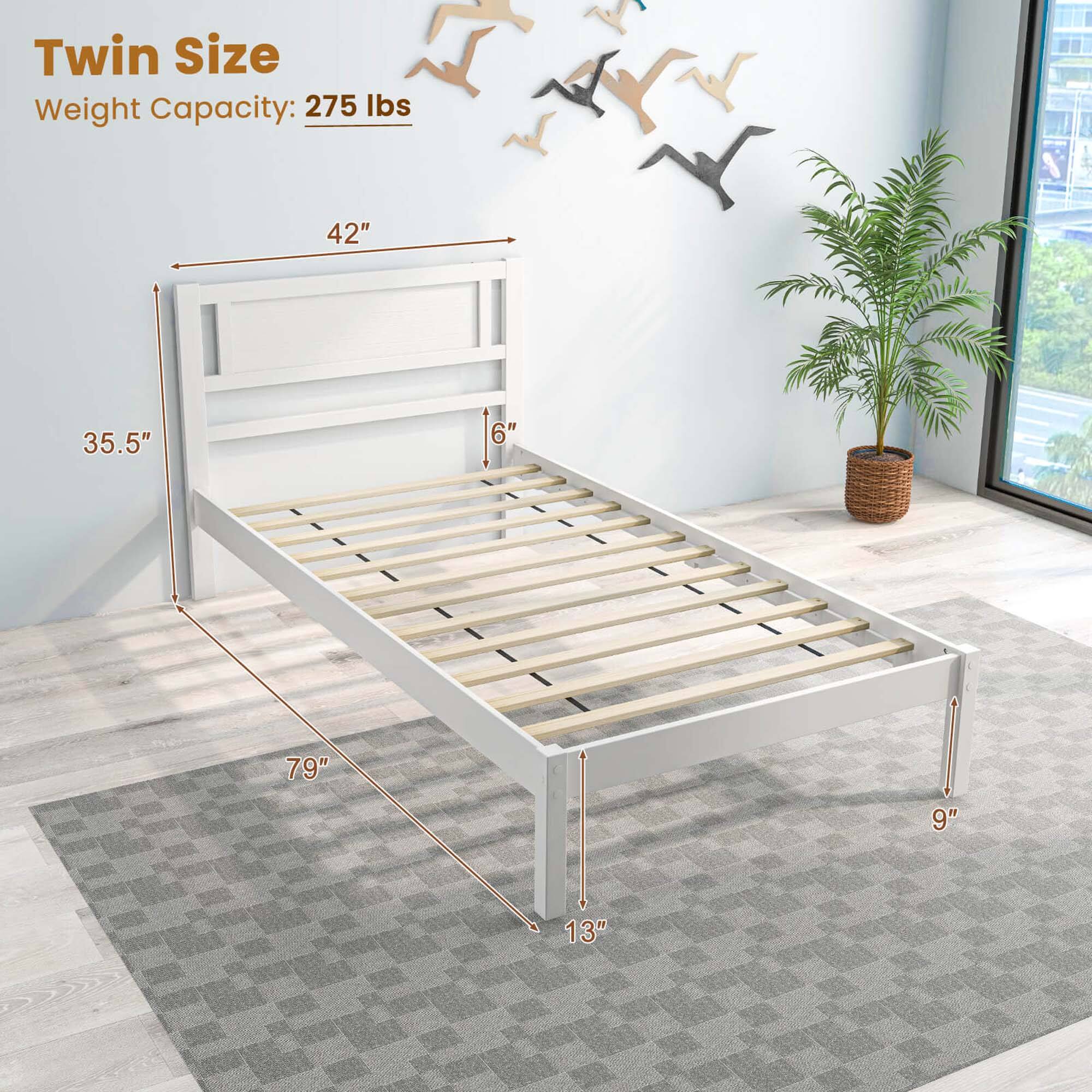 Twin Size Weight Capacity: 275 Ibs. 42" x 35.5" x 0" x 79" x 9" x 13".