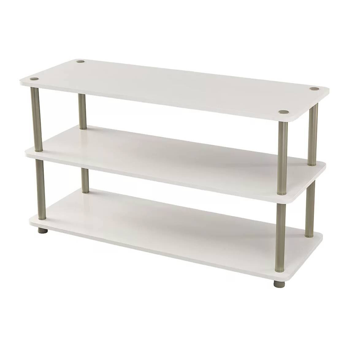 Angle. Hivvago - White 3-Shelf Modern Shoe Rack - Holds up to 12 Pair of Shoes - White.