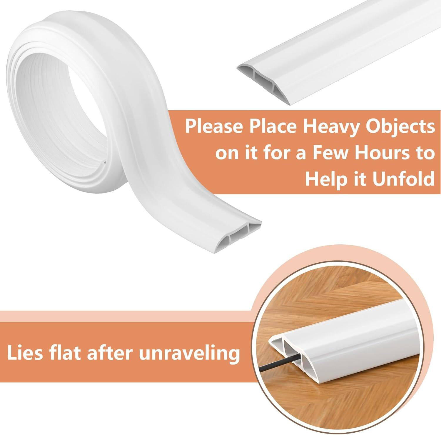 Please Place Heavy Objects on it for a Few Hours to Help it Unfold

Lies flat after unraveling