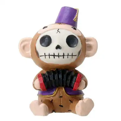 Front. Pacific Trading - Furrybones Fez Munky Skeleton in Monkey Costume Halloween Figurine - Brown.